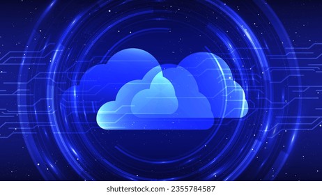 Cloud technology. Cloud computing, big data center, future infrastructure, digital ai concept.