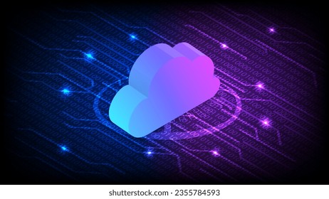 Cloud technology. Cloud computing, big data center, future infrastructure, digital ai concept.