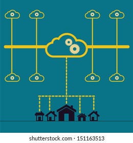 Cloud technology concept ideas with vintage color
