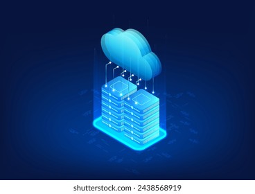 Cloud-Technologie, die mit dem Server verbunden ist Zeigt die Verbindung der Datenspeicherung mit wichtigen Servern des Unternehmens, die über das Internet-Netzwerk genutzt werden können Es gibt ein Sicherheitssystem.