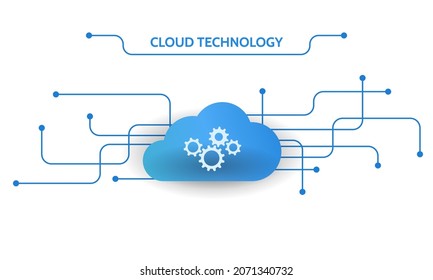 Servicio de datos de tecnología de nube. Redes sociales. Elemento de engranaje de diseño. Concepto seguro de ilustración de vector