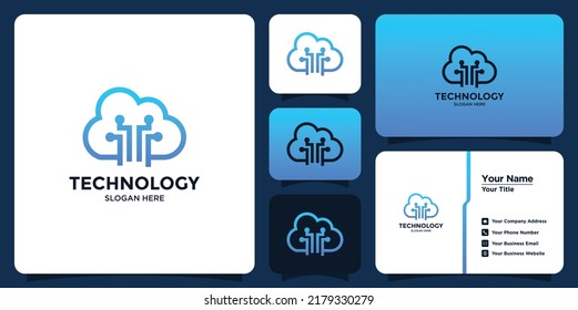 cloud technology design logo and branding card