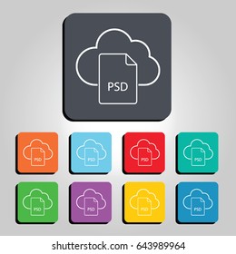 Cloud Technology Document Type PSD Vector Icon Illustration