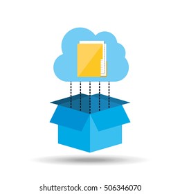 cloud technology folder file connection design vector illustration