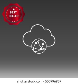 Cloud Technology Global Network Vector Icon Illustration