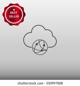 Cloud Technology Global Network Vector Icon Illustration