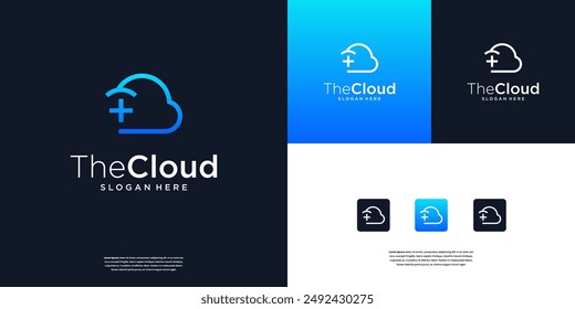 cloud technology with healthy medical combination logo design inspiration