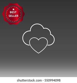 Cloud Technology Heart Vector Icon Illustration