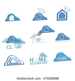 cloud technology for home icon on white background