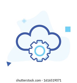 Cloud technology icon. Cloud computing icon. Cloud  and gear icon