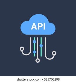 Cloud technology icon. Modern minimal linear design. Illustration of innovations and Internet of things. Green home and technologies.