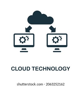 Icono de tecnología de nube. Signo monocromo de la colección de la industria 4.0. Icono de tecnología de nube creativa para diseño web, infografía y más