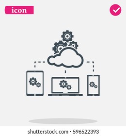 Cloud technology icon. Network concept. Social networking illustration. Laptop, tablet and smartphone image.