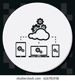 Cloud technology icon. Network concept. Social networking illustration. Laptop, tablet and smartphone image.