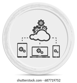 Cloud technology icon. Network concept. Social networking illustration. Laptop, tablet and smartphone image.