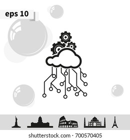 Cloud technology icon. Network concept. Social networking illustration.