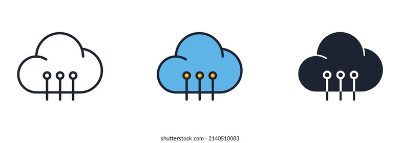 plantilla de símbolo de icono de tecnología en nube para colección de diseño gráfico y web ilustración vectorial