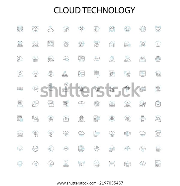 Cloud Technology Icons Signs Outline Symbols Stock Vector (Royalty Free ...