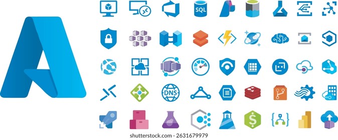 Ícones de tecnologia de nuvem. Pacote de serviços de dados de TI de vetor