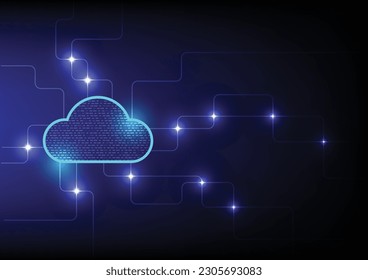 Cloud Technology, concepto de ilustración.Análisis de datos de conexión de alta velocidad, innovación en servicios de datos digitales de fondo