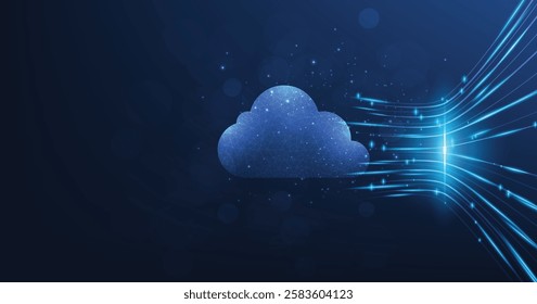 Cloud Technology illustration concept.High-speed connection data analysis. Technology network for connected devices.cloud computing. big data center, on dark blue background.