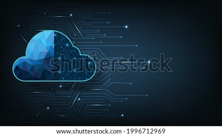 Cloud Technology illustration concept.High-speed connection data analysis. Technology network for connected devices.cloud computing. big data center, on dark blue background.
