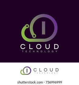 cloud technology initial Letter I Logo design