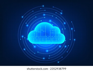 Cloud technology Inside there are technology circuits with interesting elements. Refers to cloud technology that can be used to store data via the Internet and share data with others.