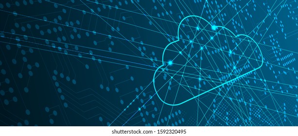 Cloud technology. Integrated digital web concept background