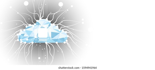 Cloud technology. Integrated digital web concept background