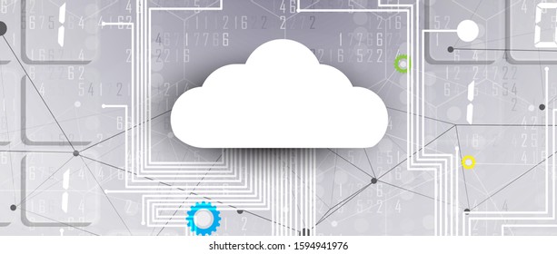 Cloud technology. Integrated digital web concept background
