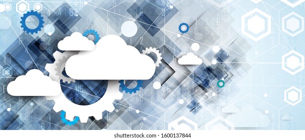 Cloud technology. Integrated digital web concept background