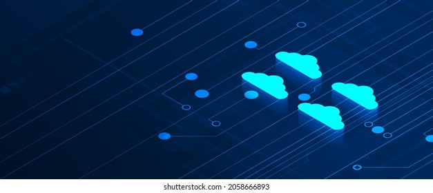 Cloud technology. Integrated digital web concept background