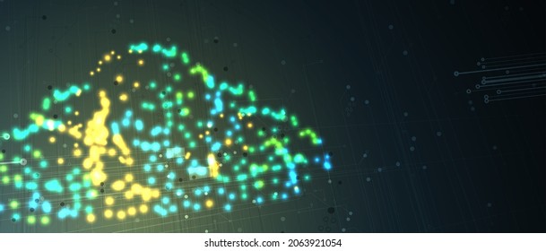 Cloud technology. Integrated digital web concept background