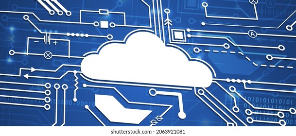 Cloud technology. Integrated digital web concept background