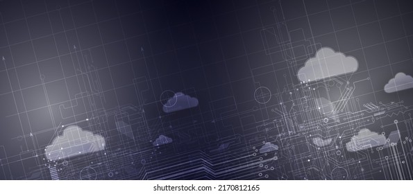 Cloud technology. Integrated digital web concept background