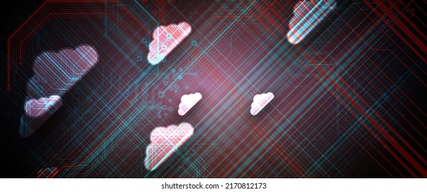 Cloud technology. Integrated digital web concept background