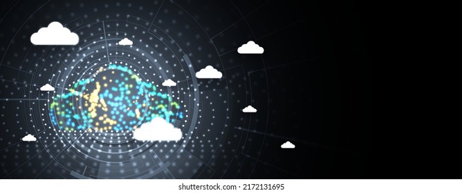 Cloud technology. Integrated digital web concept background