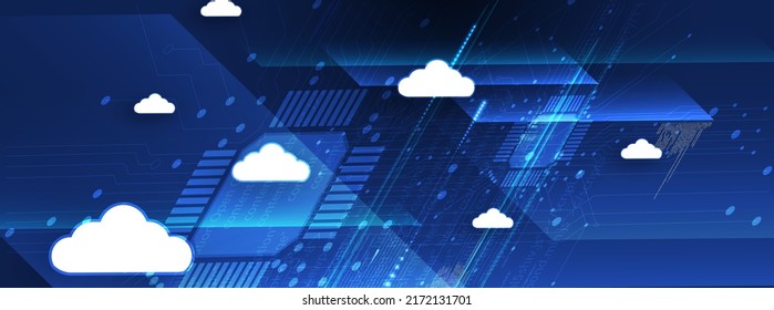 Cloud technology. Integrated digital web concept background