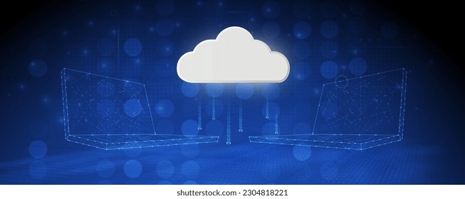 Cloud technology. Integrated digital web concept background