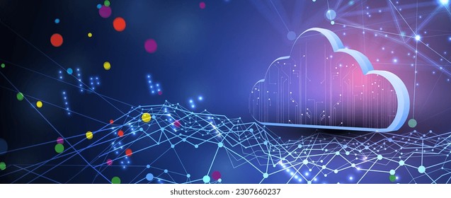 Cloud technology. Integrated digital web concept background