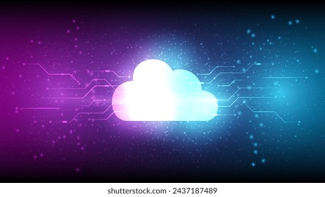 Cloud technology. Integrated digital web concept background. digital service or application with data transmission. Network computing technologies. Hi-tech digital technology concept	
