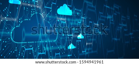 Cloud technology. Integrated digital web concept background