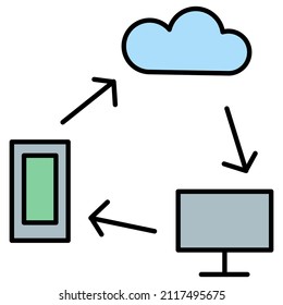 Tecnología de nube Internet marketing de negocios tecnologías de marketing de doodle ilustraciones vectoriales icono