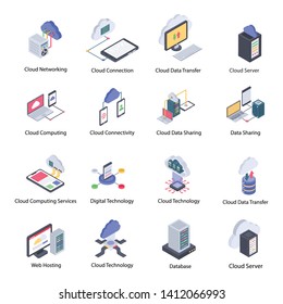 
Cloud Technology Isometric Icons Pack 

