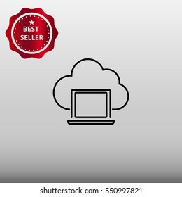 Cloud Technology Laptop Vector Icon Illustration