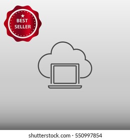 Cloud Technology Laptop Vector Icon Illustration