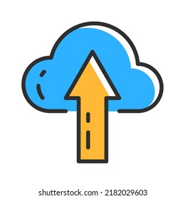 Cloud technology line icon. File upload icon. Data save concept. Vector illustration