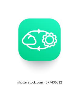 cloud technology line icon on green shape