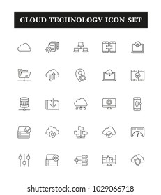 Cloud Technology Line Icon Set